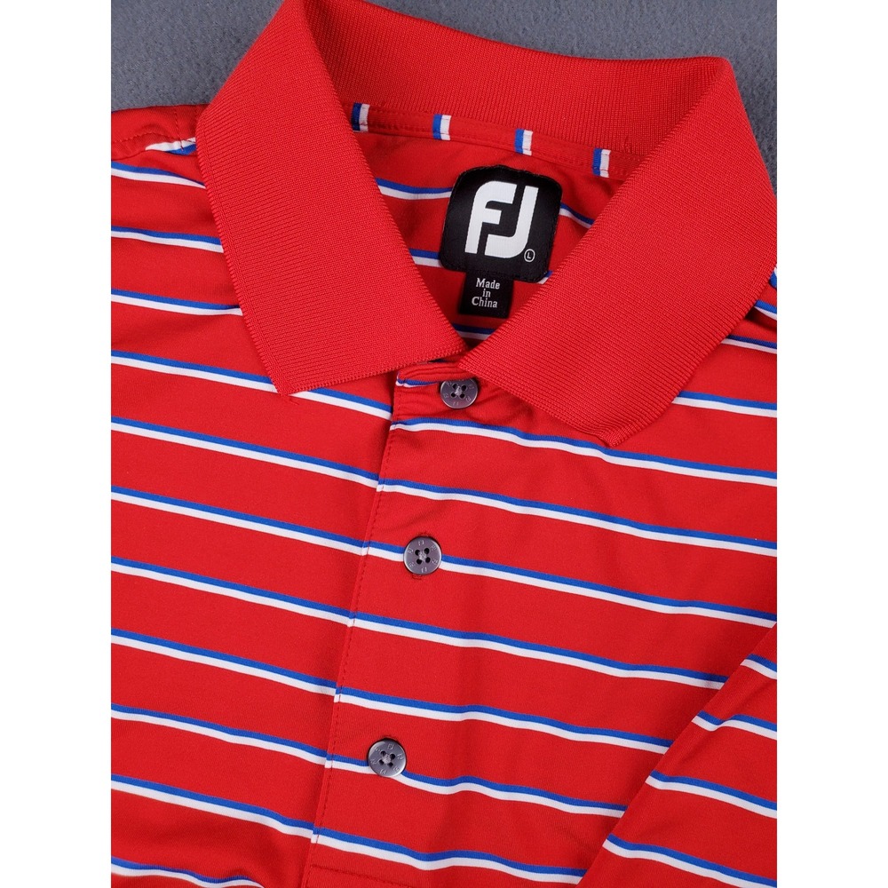 FootJoy Golf Polo Shirt Striped Red Blue White Large Ryder cup  matches logo